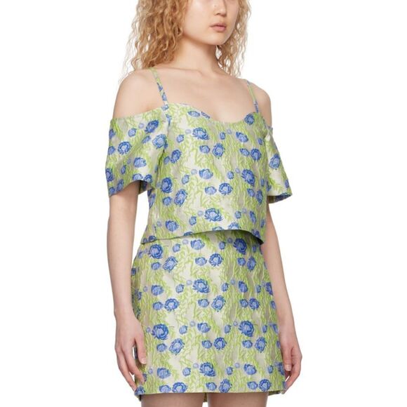 GANNI Gray Floral Blouse Medium NWT - Picture 4 of 7